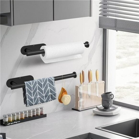 Stainless Steel Under Cabinet Paper Towel Holder Wall Mount Kitchen Rack - Picture 2 of 7